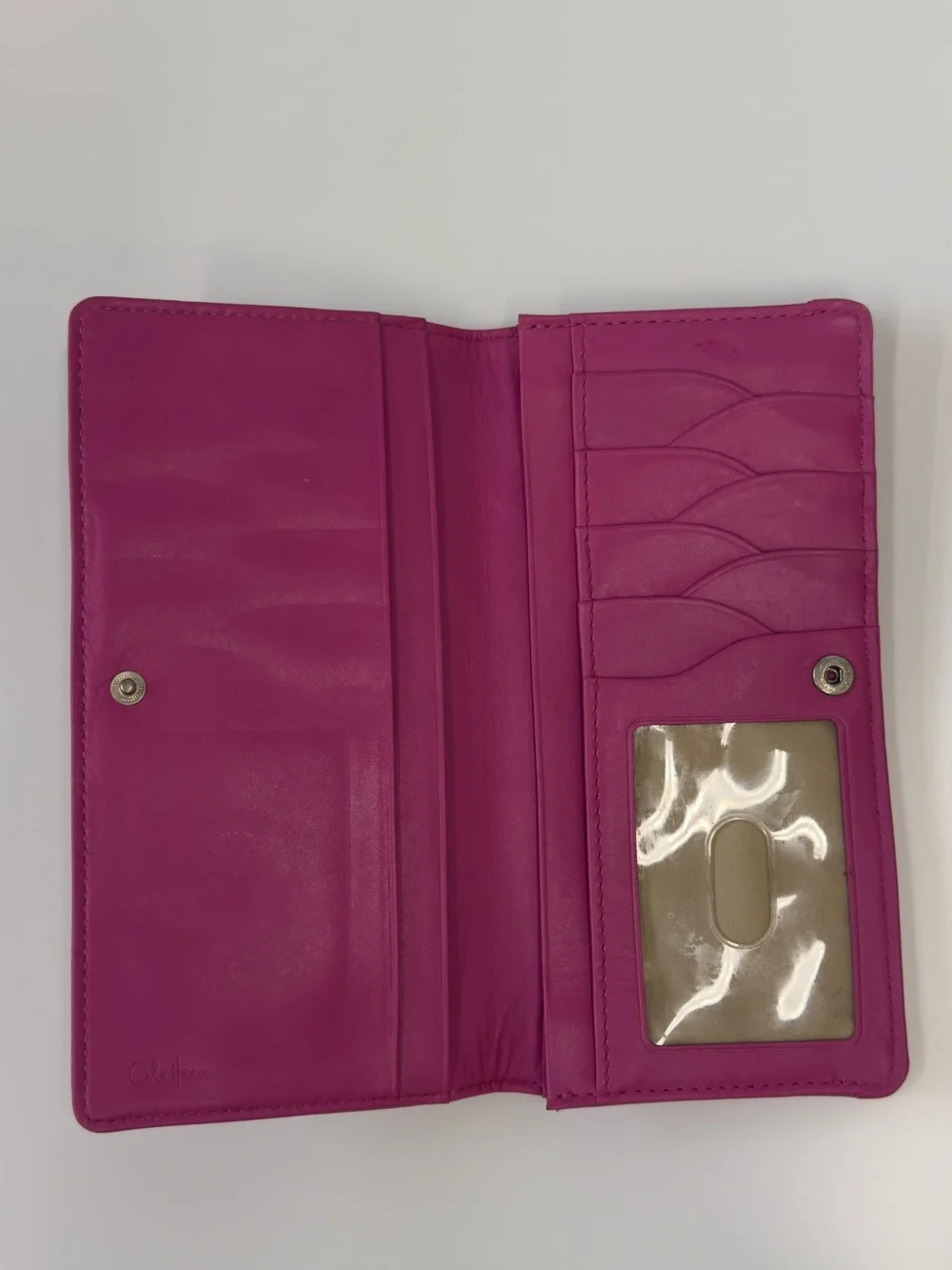 Cole Haan Raspberry Pink Pebbled Leather Zip Wallet